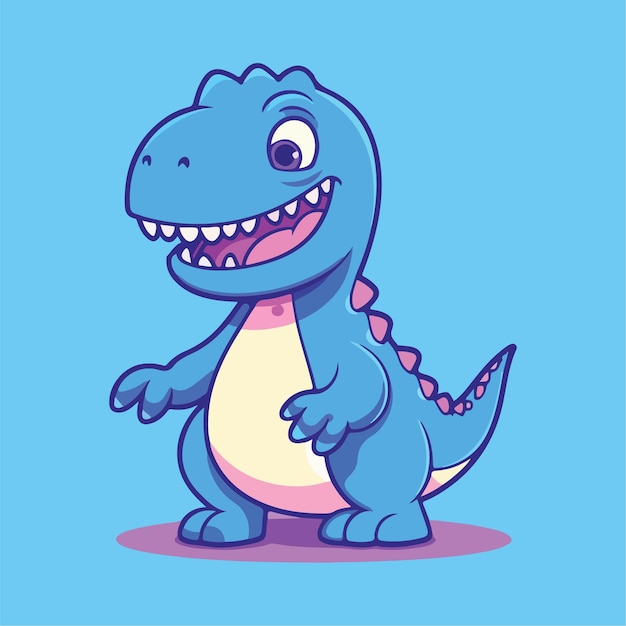 illustrazione vettoriale del personaggio del dinosauro del fumetto isolato sul blu nello stile del grassetto viola chiaro