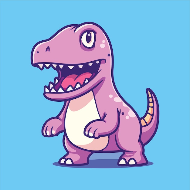 illustrazione vettoriale del personaggio del dinosauro del fumetto isolato sul blu nello stile del grassetto viola chiaro