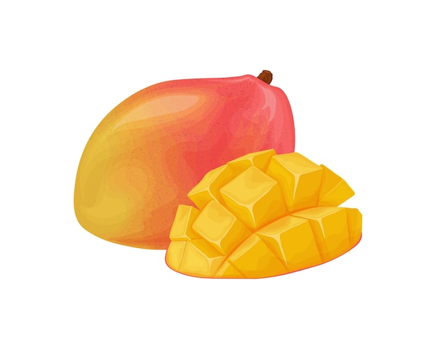 Illustrazione vettoriale del prodotto vegetariano della vitamina della frutta tropicale del mango maturo del mango