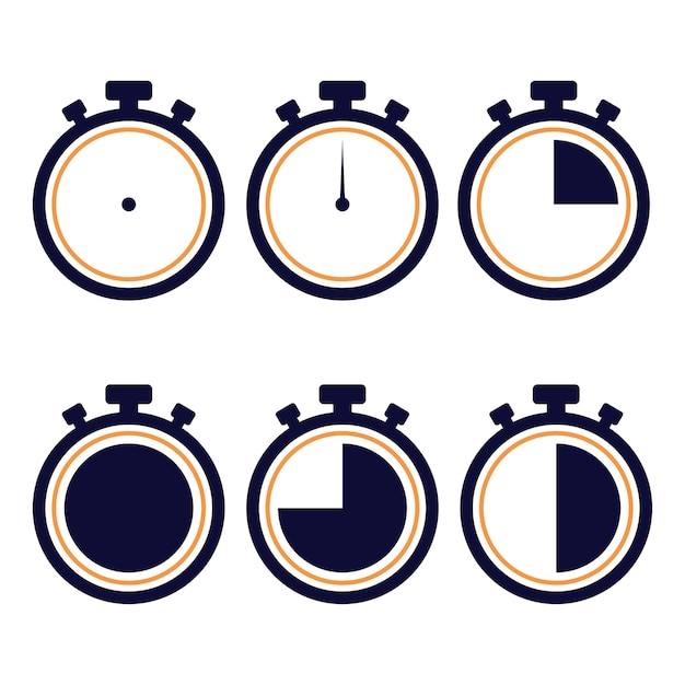 Illustrazione vettoriale del set di cronometri del cronometro