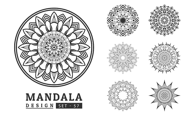 Illustrazione vettoriale del set di design di sfondo Flower Mandala