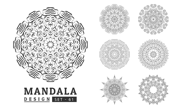Illustrazione vettoriale del set di design di sfondo Flower Mandala
