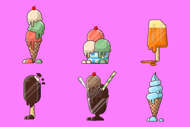 Illustrazione vettoriale del set di gelato per la progettazione grafica