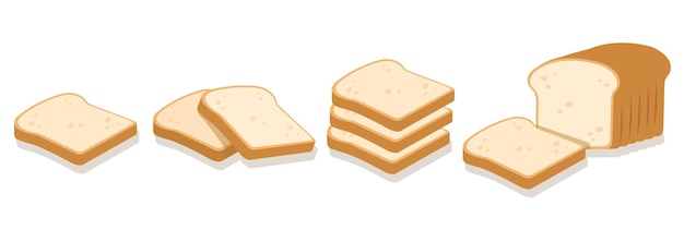 Illustrazione vettoriale del set di icone della panetteria a fette di pane