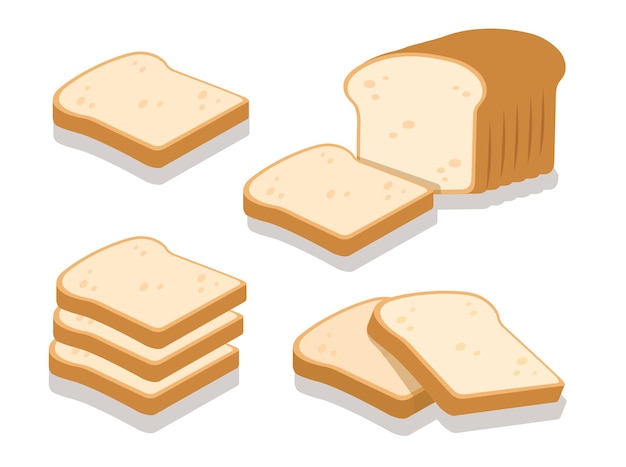 Illustrazione vettoriale del set di icone della panetteria a fette di pane