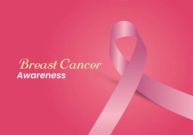 Illustrazione vettoriale del simbolo della consapevolezza del cancro al seno Un nastro rosa del cuore