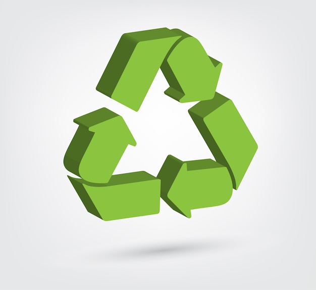 Illustrazione vettoriale del simbolo di riciclaggio 3d