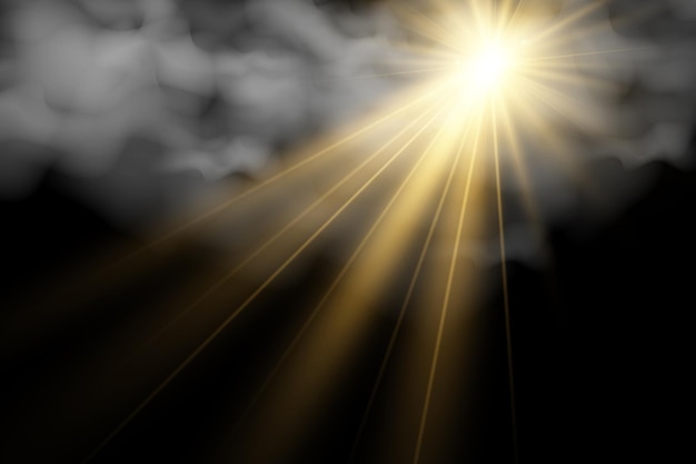 Illustrazione vettoriale del sole che splende attraverso le nuvole Luce solare Nuvoloso vettore