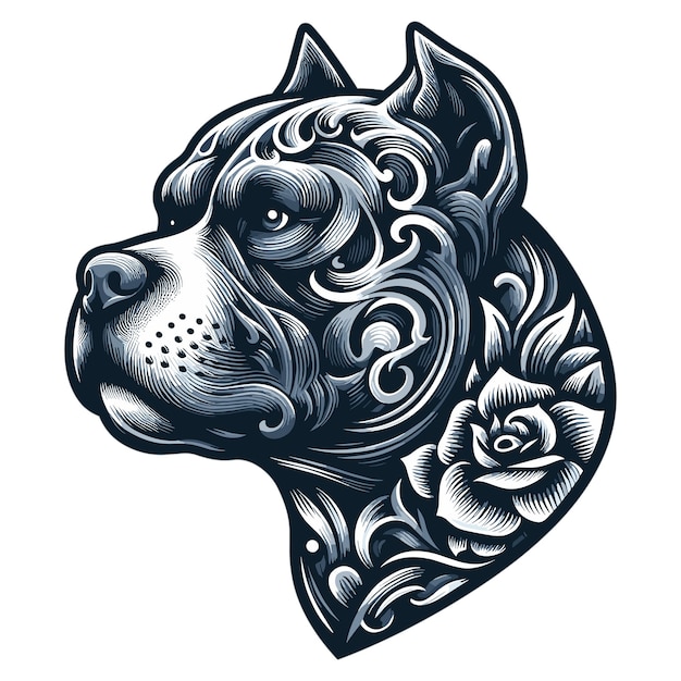 illustrazione vettoriale del tatuaggio della testa di un pitbull