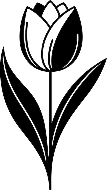 Illustrazione vettoriale del tulipano a contorno nero