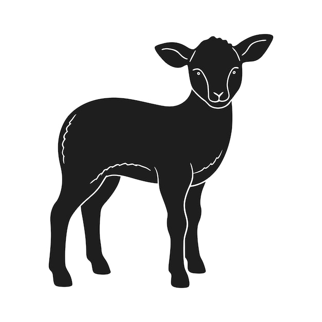 Illustrazione vettoriale dell'adorabile silhouette di agnello