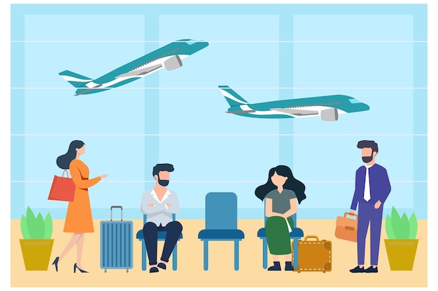 Illustrazione vettoriale dell'aeroporto Può essere utilizzata per l'immigrazione