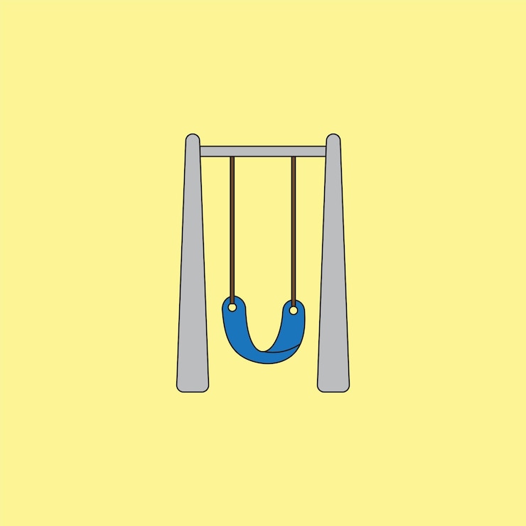 Vettore illustrazione vettoriale dell'altalena del parco giochi su sfondo giallo
