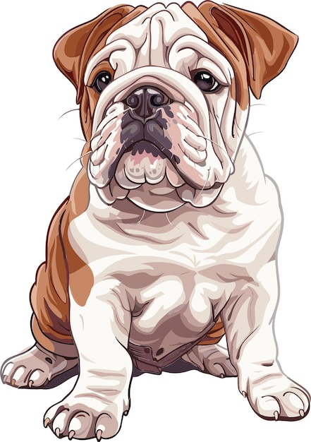 Illustrazione vettoriale dell'arte carina del bulldog inglese