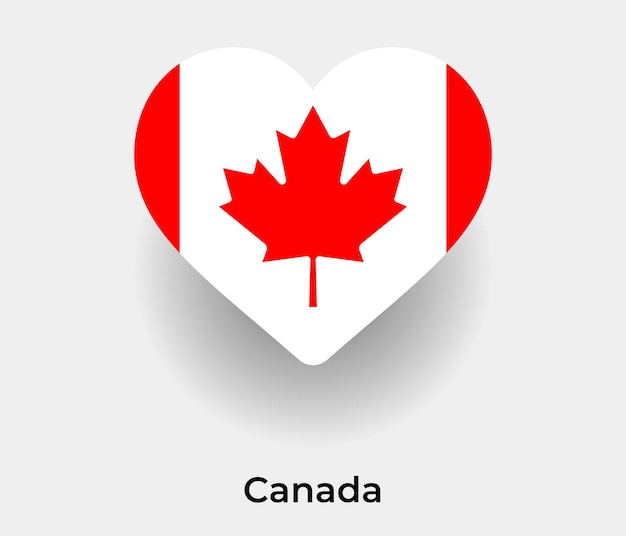 Illustrazione vettoriale dell'icona a forma di cuore della bandiera del Canada