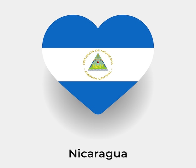 Illustrazione vettoriale dell'icona a forma di cuore della bandiera del Nicaragua