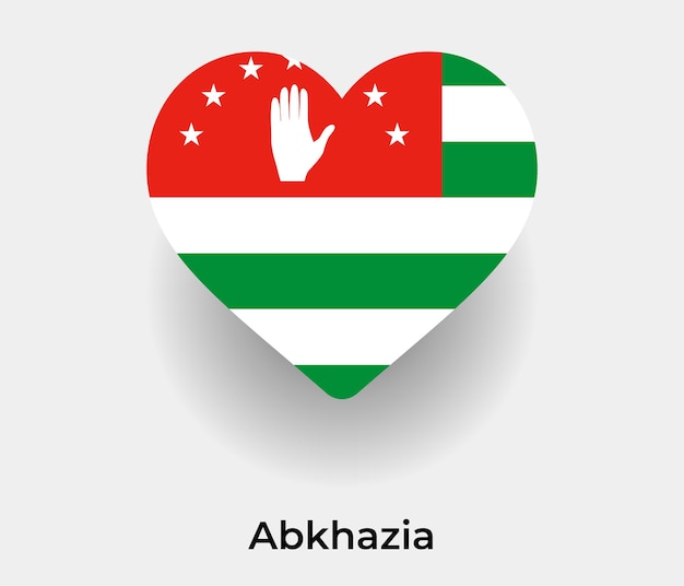 Illustrazione vettoriale dell'icona a forma di cuore della bandiera dell'Abkhazia