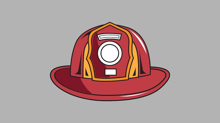 Vettore illustrazione vettoriale dell'icona del casco del vigile del fuoco