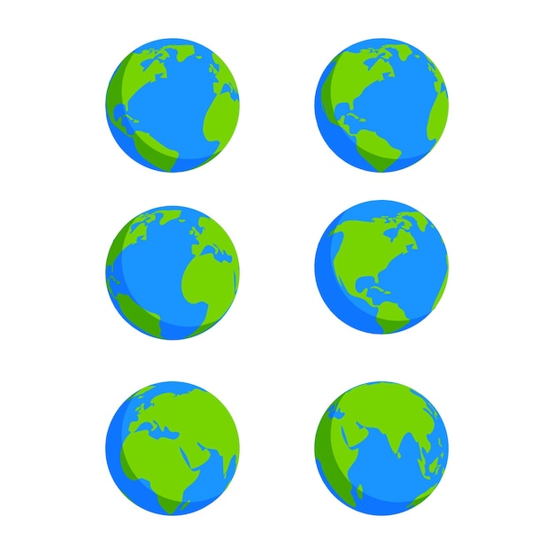 Illustrazione vettoriale dell'icona del globo terrestre impostata isolata