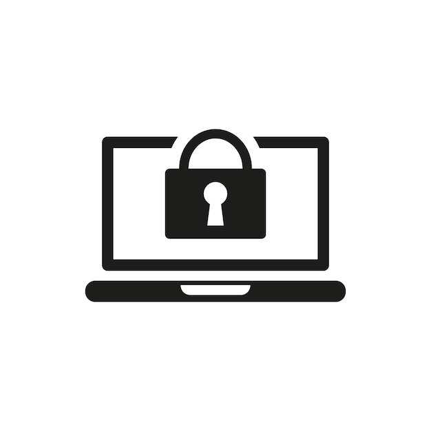 Illustrazione vettoriale dell'icona del laptop bloccato Lucchetto su sfondo isolato Concetto di segnaletica di sicurezza