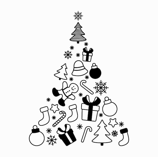 Illustrazione vettoriale dell'icona dell'albero di Natale isolata su uno sfondo bianco