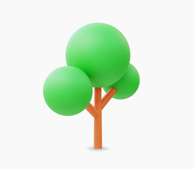 Illustrazione vettoriale dell'icona dell'albero realistico 3d