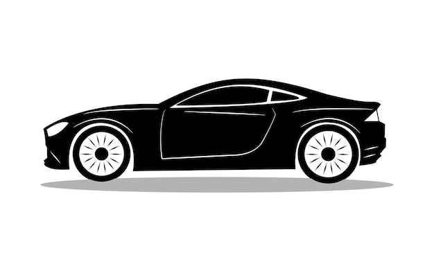 Illustrazione vettoriale dell'icona dell'auto in nero, vettore modificabile