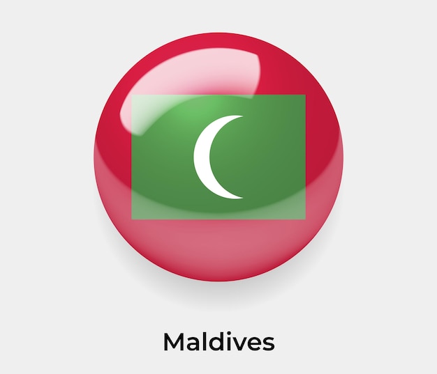 Illustrazione vettoriale dell'icona della bolla lucida della bandiera delle Maldive
