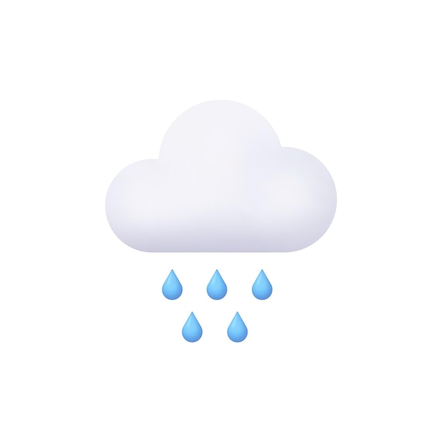 Illustrazione vettoriale dell'icona Rainy Cloud 3d realistica