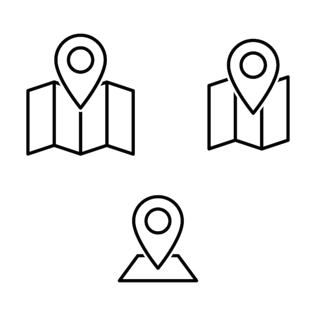 Illustrazione vettoriale dell'insieme isolato dell'icona del pin della mappa e della posizione