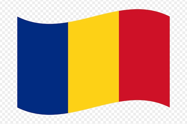 Illustrazione vettoriale della bandiera ondulata della Romania su sfondo trasparente