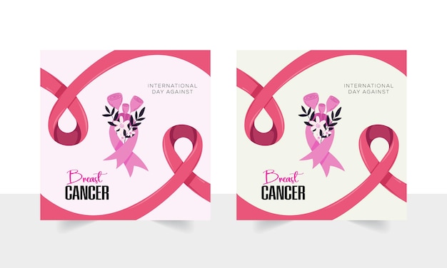 Illustrazione vettoriale della campagna di sensibilizzazione sul cancro al seno nel banner post sui social media del mese di ottobre