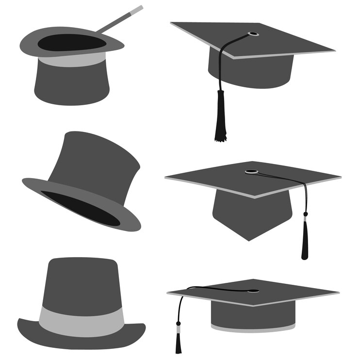 Vettore illustrazione vettoriale della collezione di set di cappelli neri