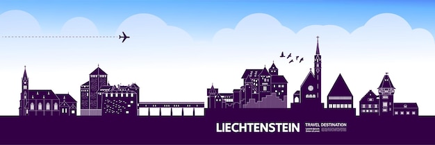 Illustrazione vettoriale della destinazione di viaggio del Liechtenstein.