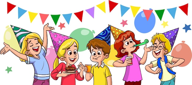 illustrazione vettoriale della festa di compleanno per bambini