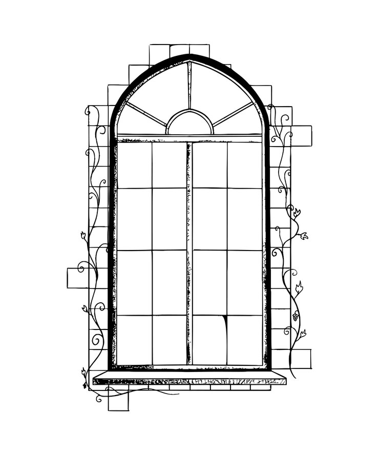 Illustrazione vettoriale della finestra in stile Art Ink