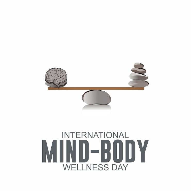 Vettore illustrazione vettoriale della giornata internazionale del benessere mindbody