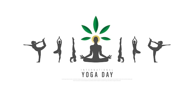 Illustrazione vettoriale della giornata internazionale dello yoga 21 giugno.