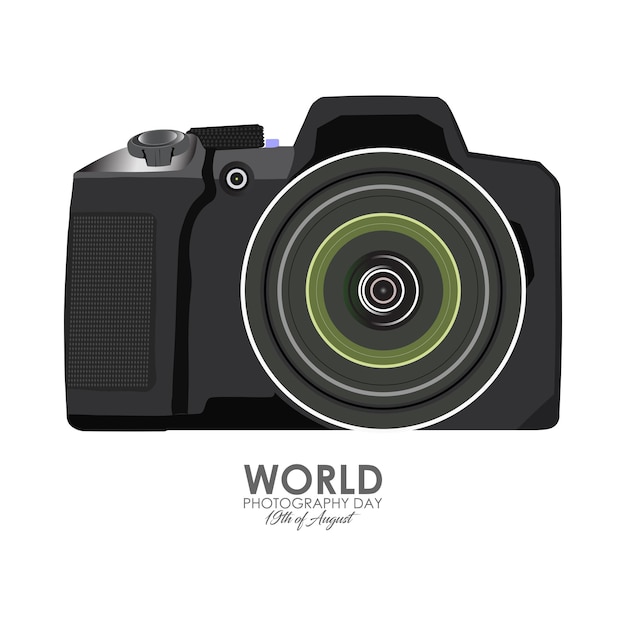 Illustrazione vettoriale della giornata mondiale della fotografia 19 agosto Obiettivo della fotocamera in forma astratta