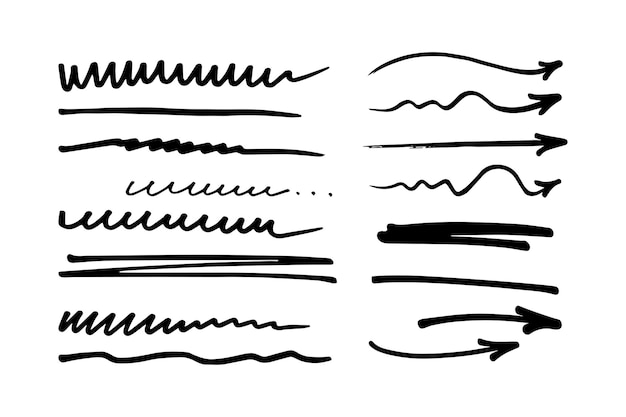 Illustrazione vettoriale della linea della freccia del doodle disegnata a mano