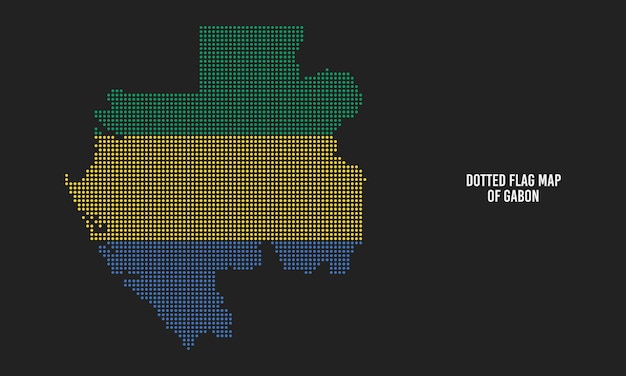 Illustrazione vettoriale della mappa della bandiera del Gabon punteggiata