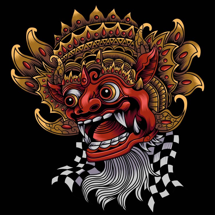 Illustrazione vettoriale della maschera di barong bali
