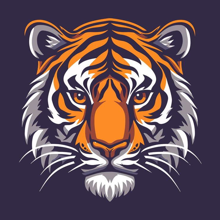 Vettore illustrazione vettoriale della mascotte a testa di tigre su uno sfondo isolato