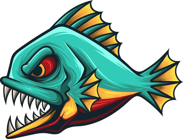 Illustrazione vettoriale della mascotte piranha