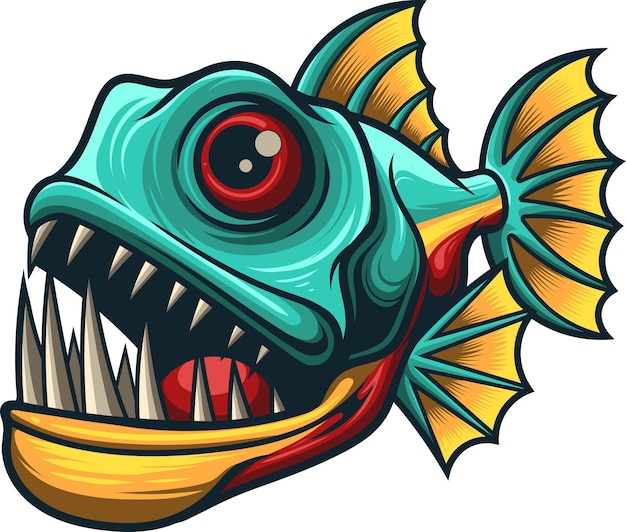 Illustrazione vettoriale della mascotte piranha