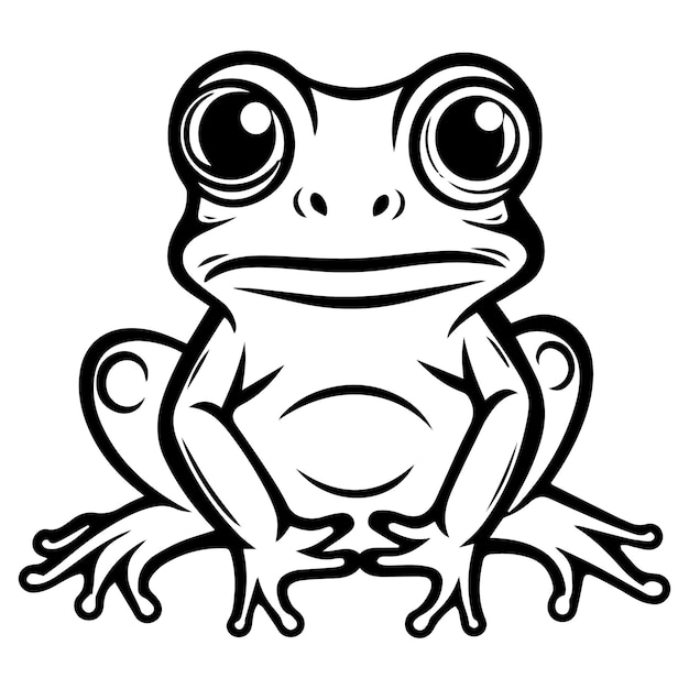 Illustrazione vettoriale della pagina da colorare di Cute Frog Silhouette Line art