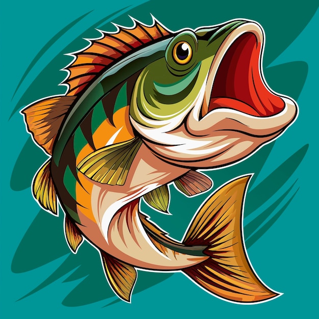 Illustrazione vettoriale della pesca del pesce di bocca grande