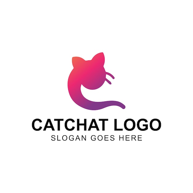 Illustrazione vettoriale della progettazione del logo della chat dei gatti