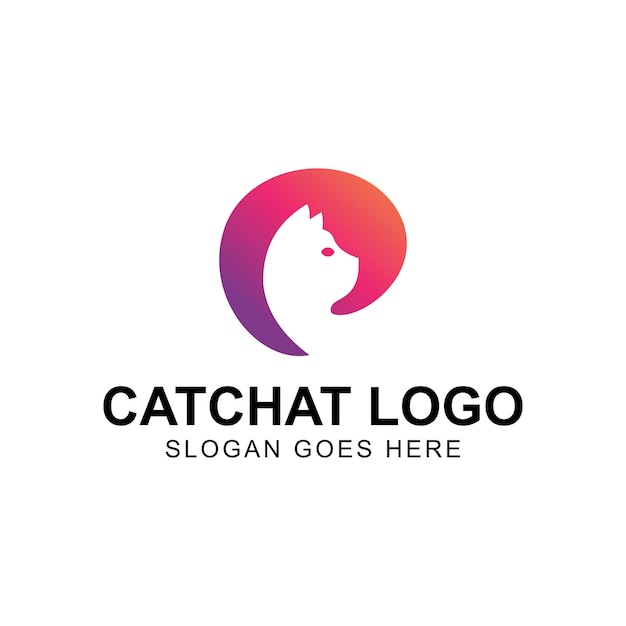 Illustrazione vettoriale della progettazione del logo della chat dei gatti