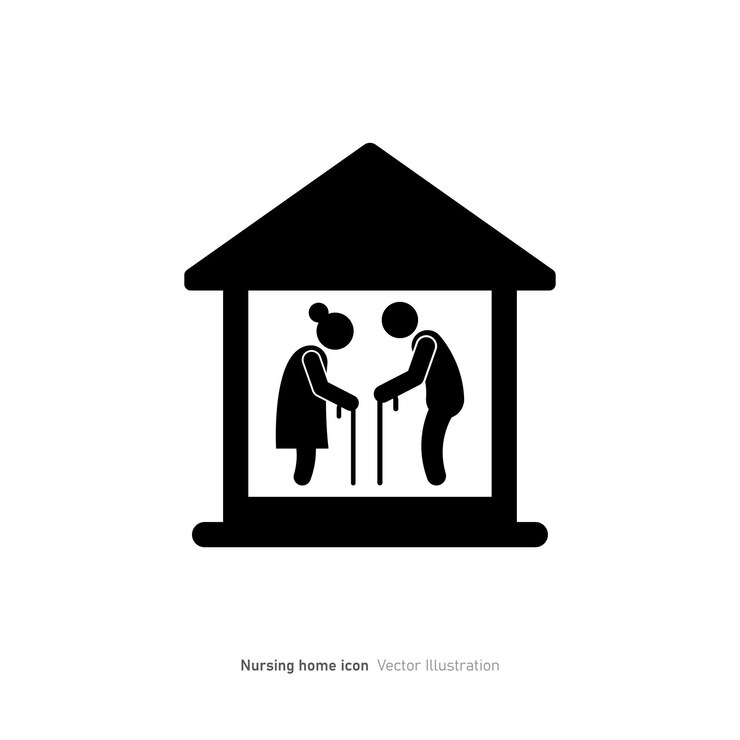 Vettore illustrazione vettoriale della progettazione dell'icona della casa di cura